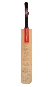 A full-size Gray-Nicolls cricket bat signed verso in the ownership position by Richie Benaud, and on the front by many Australian cricketing greats including Don Bradman, Kim Hughes, Bruce Yardley, Rod Marsh, Bill Lawry, Keith Stackpole, Greg Chappell, Ge