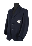 Keith Stackpole Sr.'s early 1950s Victorian State blazer, dark navy with embroidered "VCA" logo on pocket; tag reads "The Mutual Store Ltd. - Flinders Street, Melbourne".