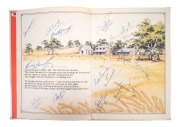 A 1985 hardcover edition of the classic Australian cricket poem "The Day McDougall Topped the Score" by Thomas E. Spencer, signed by no fewer than 93 Australian and international Test Cricketers and umpires all throughout, starting with Australian Captain
