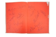 A 1985 hardcover edition of the classic Australian cricket poem "The Day McDougall Topped the Score" by Thomas E. Spencer, signed by no fewer than 93 Australian and international Test Cricketers and umpires all throughout, starting with Australian Captain - 13
