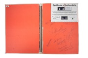 A 1985 hardcover edition of the classic Australian cricket poem "The Day McDougall Topped the Score" by Thomas E. Spencer, signed by no fewer than 93 Australian and international Test Cricketers and umpires all throughout, starting with Australian Captain - 15