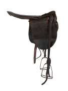 THE SADDLE USED BY DANNY MAHER WHEN HE RODE THE WINNERS OF THREE ENGLISH DERBYS: ROCK SAND in 1903, CICERO in 1905, and SPEARMINT in 1906, as well as numerous other races Maher rode for King Edward VII, however the king's horses were raced under the name - 2