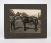 THE SADDLE USED BY DANNY MAHER WHEN HE RODE THE WINNERS OF THREE ENGLISH DERBYS: ROCK SAND in 1903, CICERO in 1905, and SPEARMINT in 1906, as well as numerous other races Maher rode for King Edward VII, however the king's horses were raced under the name - 12