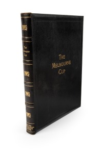 MICHELL, H. (ed) "VICTORIA'S GREATEST RACES with full descriptions of the Melbourne Cup 1921, Caulfield Cup 1922-3, Melbourne Cup 1922-3, biographical sketches of leading Owners - Trainers - Jockeys. Fully Illustrated." [Melbourne : The British and Australasian Publishing Service], c.1924 Quarto, gilt-lettered full crushed morocco, spine in compartments with gilt tooling, all edge gilt. 196pp, extensively illustrated. Rare.