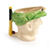 1936 Don Bradman toby jug manufactured by Marutomo Ware, with cap in green, height 15cm. - 3