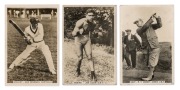 J.A. PATTREIOUEX: 1935 "Sporting Events And Stars" complete set [96] of real photograph cigarette cards, including several very scarce and desirable cards such as #2 Don Bradman, #56 Joe Louis, and #19 R.T. (Bobby) Jones; VG/F. Rarely offered as a complet