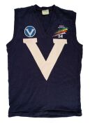 "BIG V" - 1994 STATE OF ORIGIN: Player season guernsey produced by Hugh Lyon, two "V" patches and "AAFC Melbourne 94" branding on front, number 2 on rear.