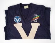 "BIG V" - 1994 STATE OF ORIGIN: Player season guernsey produced by Hugh Lyon, two "V" patches and "AAFC Melbourne 94" branding on front, number 2 on rear. - 3