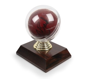 NATHAN BRACKEN: 2009 signed cricket ball, in perspex case with CoA.