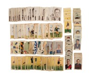 VICTORIAN FOOTBALLERS: A quantity of 1910s to 1950s cigarette cards, brands include W.D. & H.O. Wills, Godfrey Phillips, Capstan, Hoadley's Chocolates, Kornies, and others. (qty.)