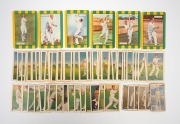 An accumulation of cigarette cards, including 1938 Hoadley's Chocolates "Test Cricketers" almost complete set [35/36] plus many duplicates and 1953 Coles "Australian & English Cricketers" part-set [6/28]; mixed condition, mostly poor. (qty.)