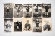 Six c. 1940s Chas Boyles "Victorian Footballers Postcards", mostly Carlton players but also some Collingwood (Lou Richards), plus four other Carlton player photographs of similar size; all unused, mixed condition. (10 items)