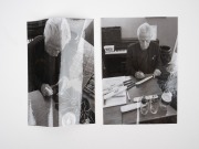 JEFF THOMSON: Souvenir Baggy Green together with Slazenger cricket ball, each signed and accompanied by a photo of Thomson signing the item in question. (4 items) - 2