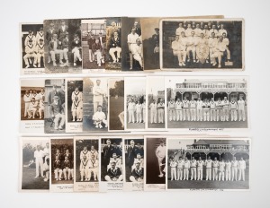 POSTCARDS: Group of twenty-three early 20th century cricket team photograph postcards, including Australian Test Teams (1921/1926/1930 - Bradman features), as well as teams from England, The West Indies, New Zealand, and South Africa. (23 items)