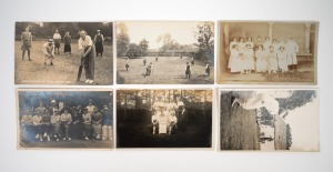 WOMEN'S CRICKET: Three original c. 1910s women's cricket team photograph postcards, together with three other similar postcards showing women mid-match. (6 items)