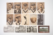 CRICKET POSTCARDS: Group of fourteen mostly c. 1910s cards, including noted "The Australian Team entering the Cricket Ground, Crystal Palace, for their first match, May 4th 1905" (Victor Trumper visible), an early view of Melbourne Cricket Ground, and a c