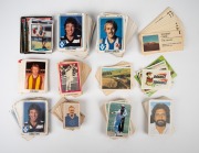 An accumulation of football and cricket trading cards and stickers, including 1950s Kornies "Victorian Footballers" (various years), Scanlens "Footballers" 1981 part-set [141/168] plus 26 duplicates, Sunblest "V.F.L. Footy Cards", "Butter 'em up" cricket 