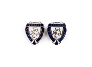 GEELONG: Two 1950s "Geelong Football Club" enamelled badges, made by K.G. Luke, Melbourne.