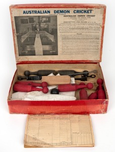 34 · AUSTRALIAN DEMON CRICKET antique table-top game in original box, circa 1920,