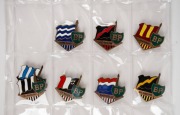 An album containing sixty-eight different VFL club pin badges, each with petroleum company branding e.g. Caltex, Ampol, Mobil, BP, and Shell. (68 items) - 3