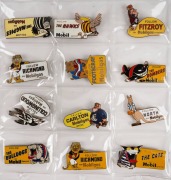 An album containing sixty-eight different VFL club pin badges, each with petroleum company branding e.g. Caltex, Ampol, Mobil, BP, and Shell. (68 items) - 4