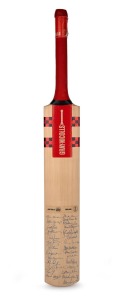 REBIRTH OF THE ASHES - UNOFFICIAL TEST MATCH AT SUNBURY 1995: A full-size Gray-Nicolls cricket bat, signed by both teams including captains Allan Border and David Gower.
