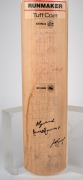 AUSTRALIA v SRI LANKA - 2nd TEST 1989-90 AT BELLERIVE OVAL, HOBART: A full-size Gray-Nicolls "Runmaker Tuff Coat" cricket bat, signed to the front by the Australian and Sri Lankan teams; the Australian signatures are damp-affected. - 2