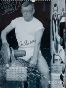 SIGNED CHARITY CALENDAR: 1998 "Men Of Steel" calendar, featuring workout photographs, all with original signatures of Allen Aylett, Ron Barassi, Jack Clarke, Brendan Edwards, John Goold, Tommy Hafey, Kevin Murray, Neil Roberts, Bob Rose, John Schultz, Bob - 2