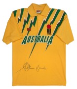 ALLAN BORDER AUSTRALIAN ONE-DAY SHIRT: Text "Australia - I.SC. - World Series" on front, "BORDER" on reverse, c. 1993, signed to the front by the man himself.