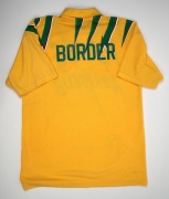 ALLAN BORDER AUSTRALIAN ONE-DAY SHIRT: Text "Australia - I.SC. - World Series" on front, "BORDER" on reverse, c. 1993, signed to the front by the man himself. - 3