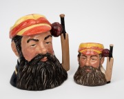 W.G. GRACE: Royal Doulton 1989 medium-size character jug [6845], limited edition #1697/9500, height 10cm, together with 1996 large character jug [D7032], height 16.5cm; both modelled by Stanley James Taylor. (2 items)