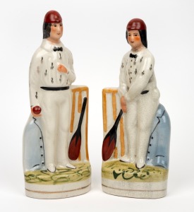 128 · 1980 "First Impressions" Staffordshire-style cricket figurines, comprising Julius Caesar with hand on coat and George Parr with bat in hand, both approx. 26.5cm tall. (2 items)