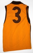 HAWTHORN: A 1980s-era guernsey, number 3 on back, featuring twelve player signatures, including those of Jason Dunstall, Michael Tuck, John McArthur, Des Dickson, Peter Knights, John Platten, and others. - 2