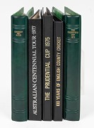 Five albums of first-day covers, comprising 1973 "100 Years Of English Country Cricket", 1975 "Prudential Cup", 1977 "Australian Centennial Tour", 1979 "Prudential Cup", and 1980 "Cricket Centenary". (100+ first-day covers) - 2