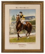 THE 1948 CAULFIELD CUP engraved "CAULFIELD CUP 1948 - WON BY - MESSRS A.W. STEELE & M. RESS & EXORS. ESTATE OF LATE H. HILLS - ch h RED FURY - Trainer J. FLANNERY - Rider W. Briscoe", the magnificent solid 9ct gold twin-handled cup of 654gms; raised on tu - 3