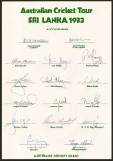 1983 AUSTRALIAN TEAM TO SRI LANKA: Three copies of the official team sheet, each with sixteen signatures including those of Greg Chappell, David Hookes, and Allan Border. - 2