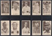Diverse group of 1900s-1930s cricket trade cards, including Allen's [29], Wizard For Boys [32], The Boys' Realm [7], Chums [9], De Reske [9], Boys' Magazine [8], Patrol Tobacco [5], and many others; noted Don Bradman and Bill Ponsford; mixed condition - m