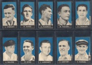 Diverse group of 1900s-1930s cricket trade cards, including Allen's [29], Wizard For Boys [32], The Boys' Realm [7], Chums [9], De Reske [9], Boys' Magazine [8], Patrol Tobacco [5], and many others; noted Don Bradman and Bill Ponsford; mixed condition - m - 2