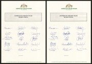 Official team sheets titled "Australian Cricket Team - Season 1993-94", including signatures of Allan Border, Mark Taylor, David Boon, Shane Warne, and Glenn McGrath. (2 examples)