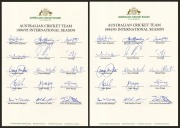 Official Australian cricket team sheets titled "1994/95 International Season", including signatures of Mark Taylor, Ian Healy, David Boon, Shane Warne, Mark Waugh, and Steve Waugh. (2 examples)