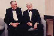 DON BRADMAN: A group of photographs depicting Bradman, including one action shot signed by Bradman and dedicated "To Ian with best wishes". - 3