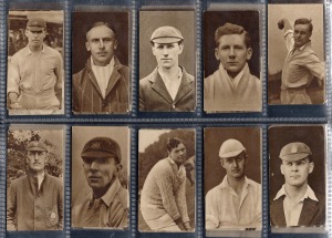 285 · R & J. HILL: 1923 "Famous Cricketers" complete set [40], noted Lord Tennyson, J.B. Hobbs, and Percy Fender; VG.