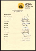 A group, comprising of VICTORIA Nov.1983 the Sheffield Shield Team v South Australia (including Ray Bright, Merv Hughes, Dean Jones and Mick Taylor); November 1987 WESTERN AUSTRALIA v New Zealand (including Graeme Wood, Geoff Marsh, Tom Moody and Tim Zoeh - 3