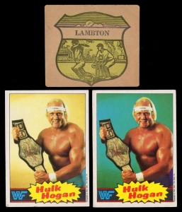 An accumulation of sports trading cards, including fifty-four Scanlens 1986 WWF cards (noted Hulk Hogan #1 and #16), as well as several early cigarette cards (boxing, cricket, horseracing). (100+ items)