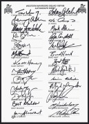 WESTERN AUSTRALIA: 1997/98 Western Warriors Squad Official Autograph Sheet with 26 signatures including Tom Moody, Justin Langer, Brad Hogg, Michael Hussey, Simon Katich, Jo Angel & Adam Gilchrist. Rare.