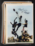 SOUTH MELBOURNE SWANS AUTOGRAPHS: Large group of signed pictures, the largest 15 x 21cm, mostly featuring Bob Pratt, but also Jack Garrick, Jim Dorgan, and others. (60+ items)