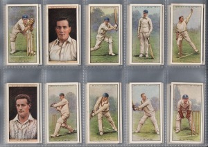 279 · WILLS'S: Group comprising 1903 "Australian and English Cricketers" part-set [21/25] plus 24 duplicates, 1905 "Australian Club Cricketers" part-set [13/46] plus 1 duplicate, two 1928 "Cricketers" complete sets [50], and 1929 "Cricketers - 2nd Series Of 50" complete set [50]; mixed condition, mostly excellent.