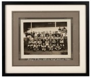 GEELONG 1931 PREMIERSHIP YEAR: Original team photograph with caption "Geelong F. Team, Alberton Oval, Adelaide 14/10/31"; window-mounted, framed and glazed, 31.5 x 37cm overall.