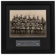 GEELONG: Two original team photographs featuring the 1946 and 1948 teams; both window-mounted, framed and glazed, the larger 39 x 44cm overall. (2 items)