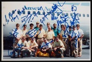 Official Australian Team photograph at the Adelaide Cricket Ground, fully signed in the margins by Mark Taylor (captain), Bob Simpson (coach), Ian McDonald (manager), Shane Warne, Glenn McGrath, Ricky Ponting, David Boon, etc. (2 examples, each 31 x 35.5c - 4